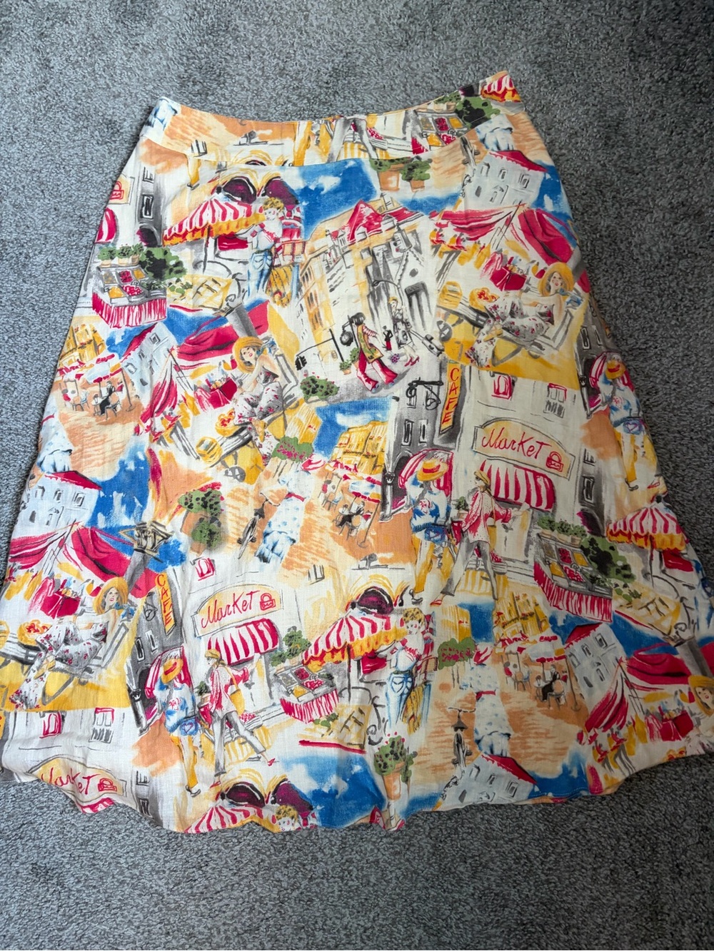Liz Claiborne Market Scene A-Line Skirt in Linen